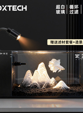 鱼缸客厅2025新款小型智能桌面超白缸玻璃客厅侧滤免换水生态全套