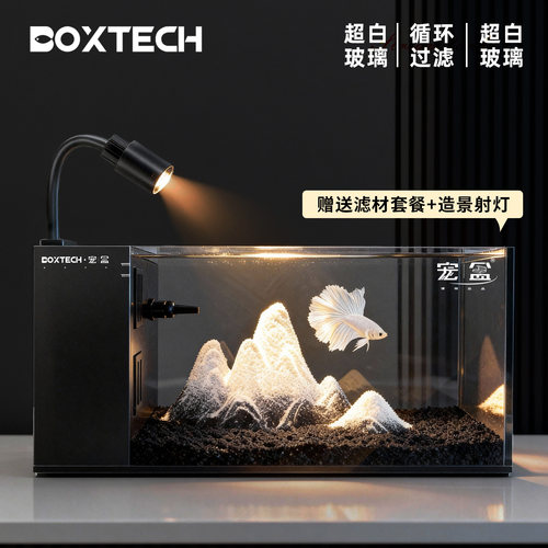 桌面侧滤小鱼缸免换水