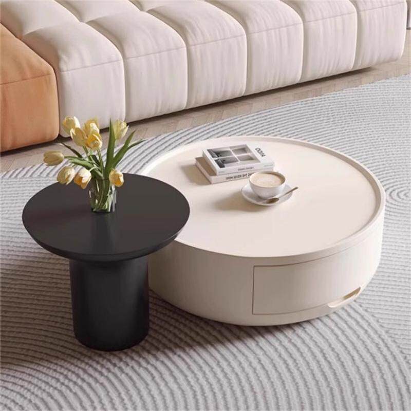 法式奶油风落地电视柜茶几北欧简约现代电视机柜客厅小户型矮地柜