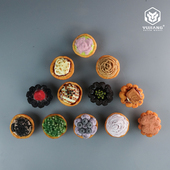 仿真草莓蛋挞模型假太阳花蛋挞模具澳挞可颂蛋挞甜品烘焙装 饰道具