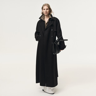 白弓高端进口绵羊毛 57060 羊绒立体剪裁毛呢大衣外套女冬季