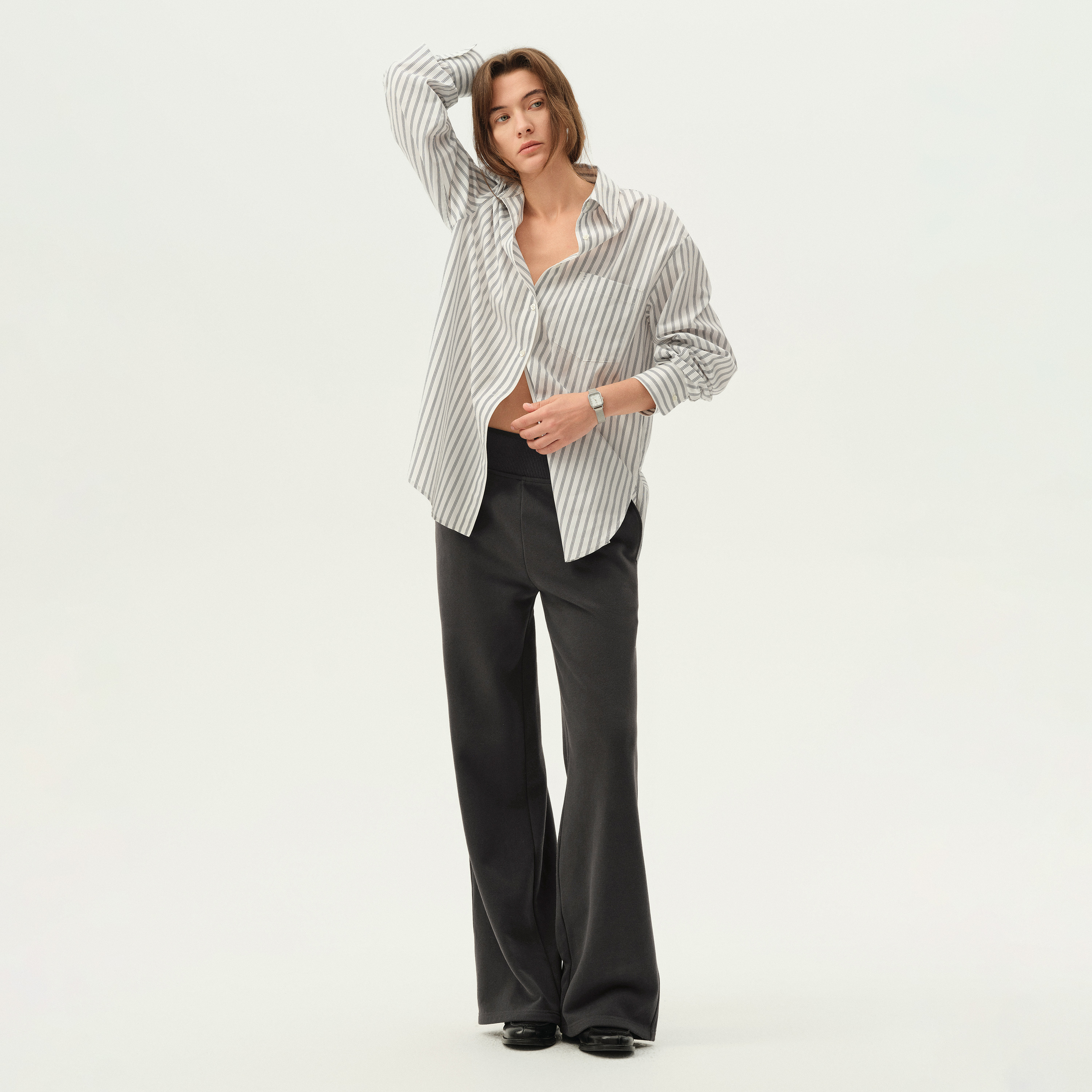 白弓日本进口超细软纱线裸感显腿长瑜伽休闲裤阔腿运动裤52758