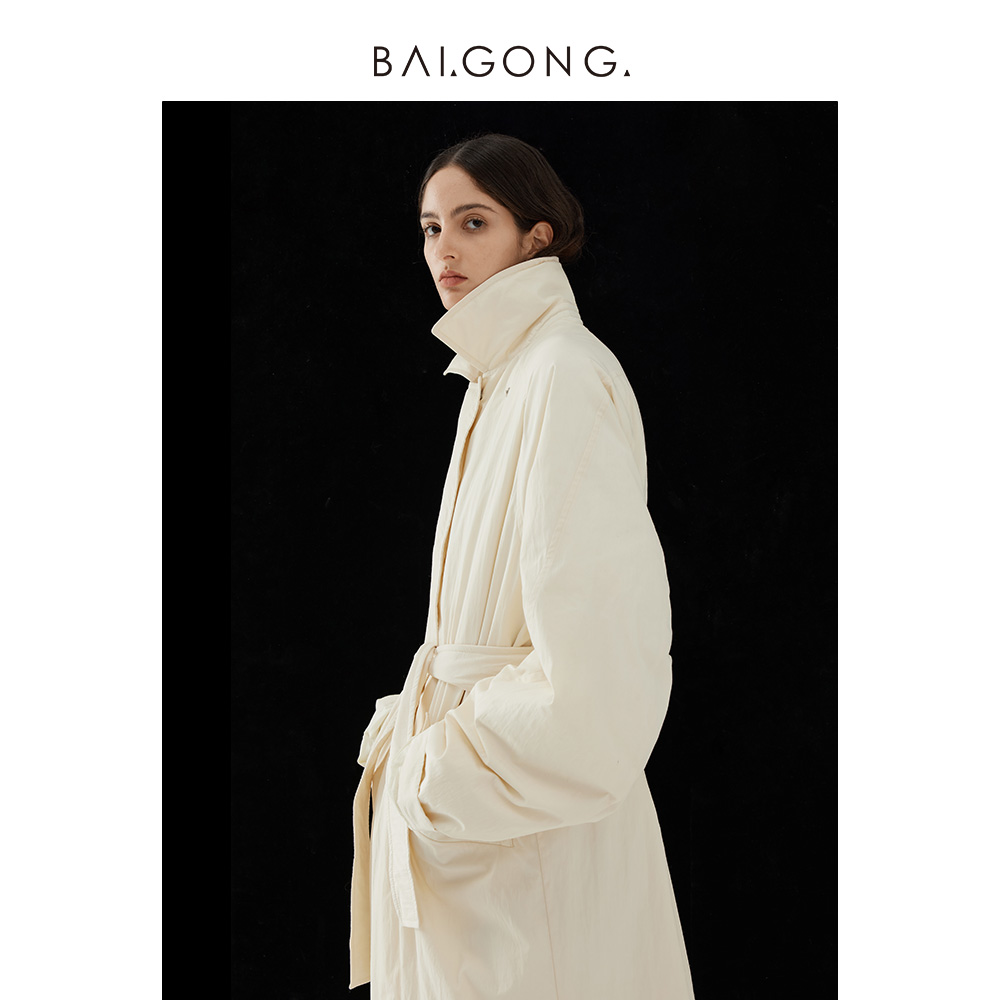 白弓SSS级90白鸭绒长款羽绒服