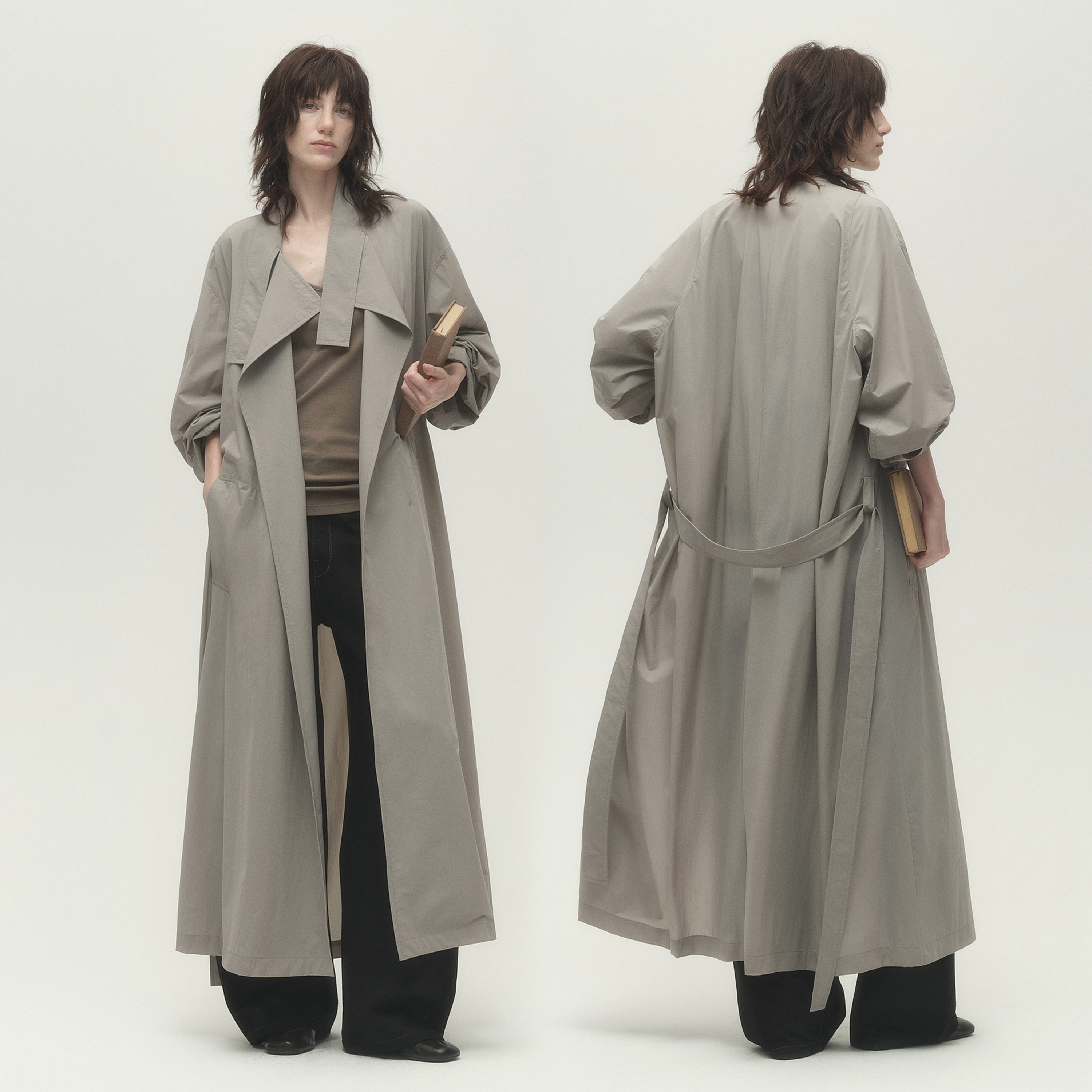 白弓特供定制纸感长款风衣外套女气质大衣2025年秋季新款55813