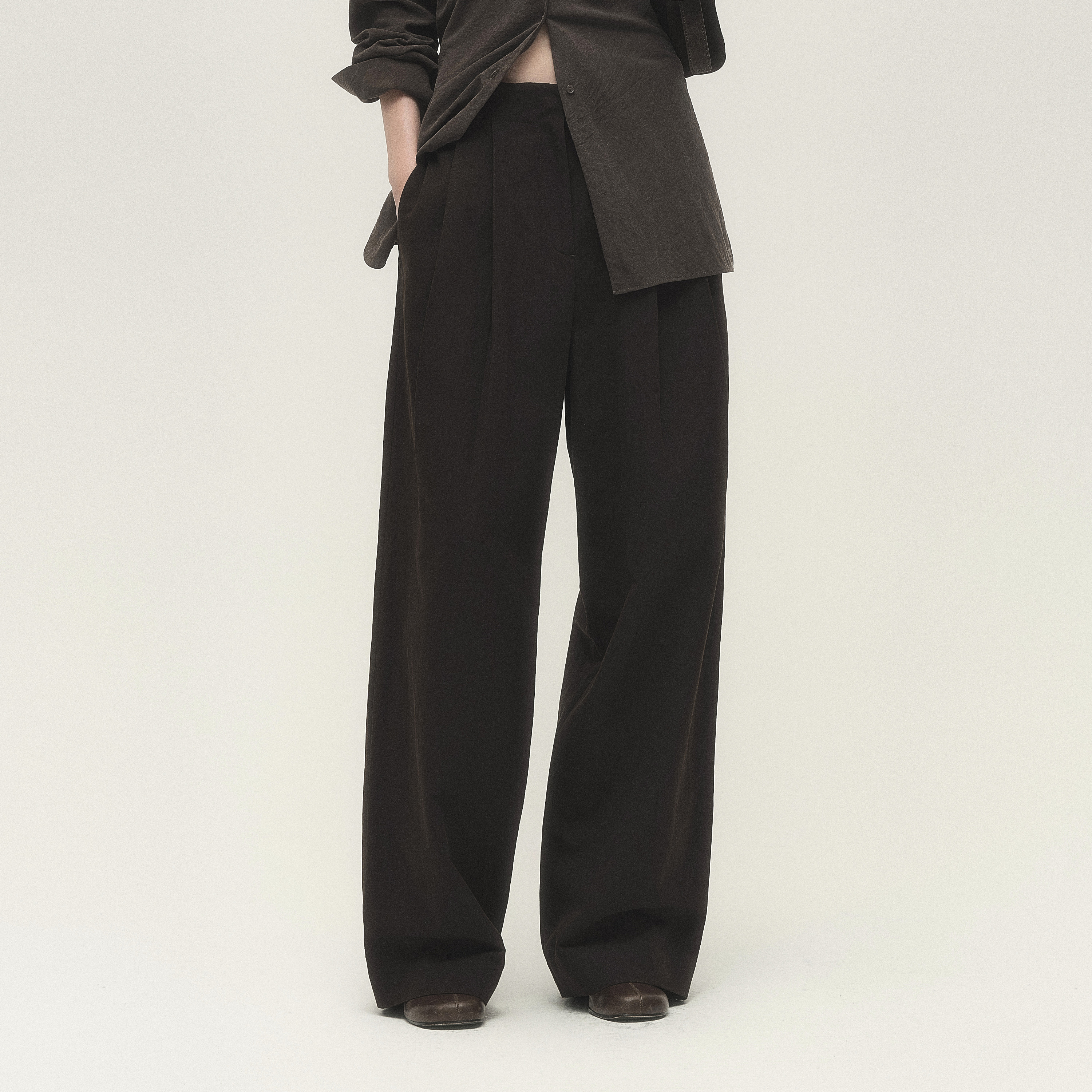 白弓“亚麻系列”定制加厚3mm棉麻混纺西装休闲裤女长裤秋季55593