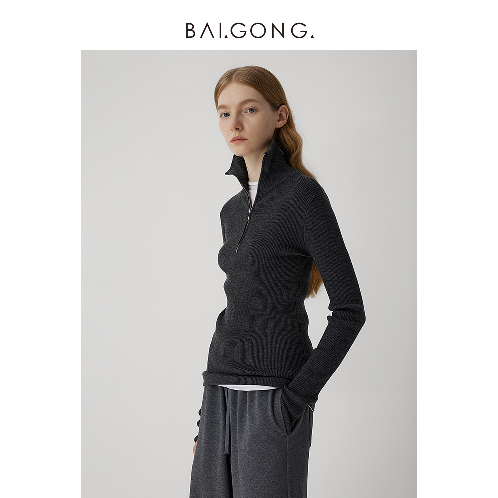 白弓可机洗羊毛针织衫