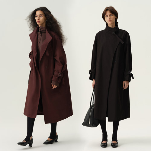 白弓秋季立领宽松廓形风衣