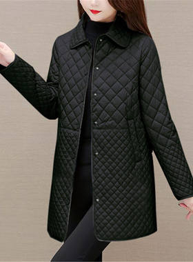 大码中长款简约宽松轻薄棉服