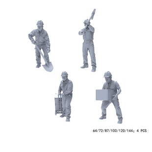 工程主题微缩白模 4 件套 铲土 / 搬运工人场景小人 模型造景人偶