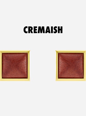CREMAISH【佳雪佳敏直播精选】方形贴皮耳钉 小众设计立体几何