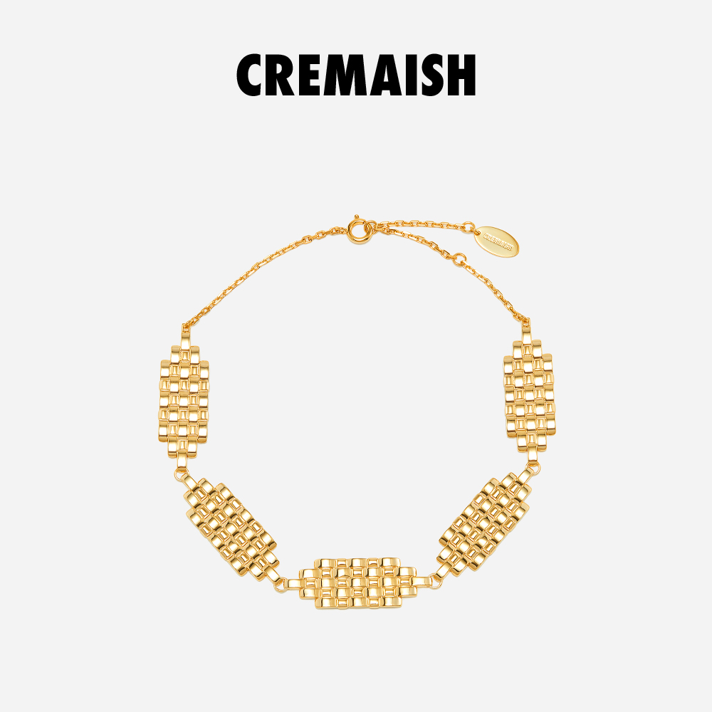 CREMAISH金属编织纹项链 铜镀18K金高级感气质简约百搭锁骨链女