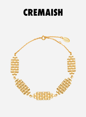 CREMAISH金属编织纹项链 铜镀18K金高级感气质简约百搭锁骨链女