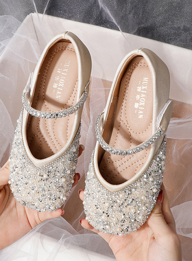 英国netx女童水晶鞋公主鞋2025新款儿童舒适演出单鞋软底走秀水钻