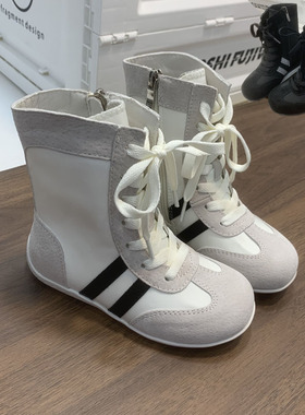 netx alice儿童真皮小白单靴2025春秋女童高帮时装炸街男童骑士靴