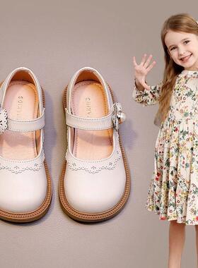 netx GJLG 女童鞋儿童真皮黑色公主鞋2025春季新款宝宝软底小皮鞋