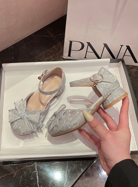 netx凉鞋女童高跟鞋夏季小女孩洋气儿童公主鞋2025新款时尚演出鞋