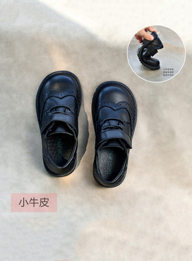netx LONG 儿童皮鞋秋冬黑色演出单鞋软底公主鞋男女童皮鞋校园鞋