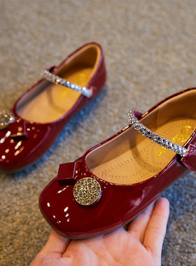 netx BOSANE女童皮鞋2025春秋季新款单鞋儿童黑色表演软底公主鞋