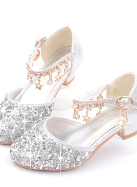 英国netx MaxM女童公主鞋2025春秋新款儿童皮鞋小高跟表演水晶鞋