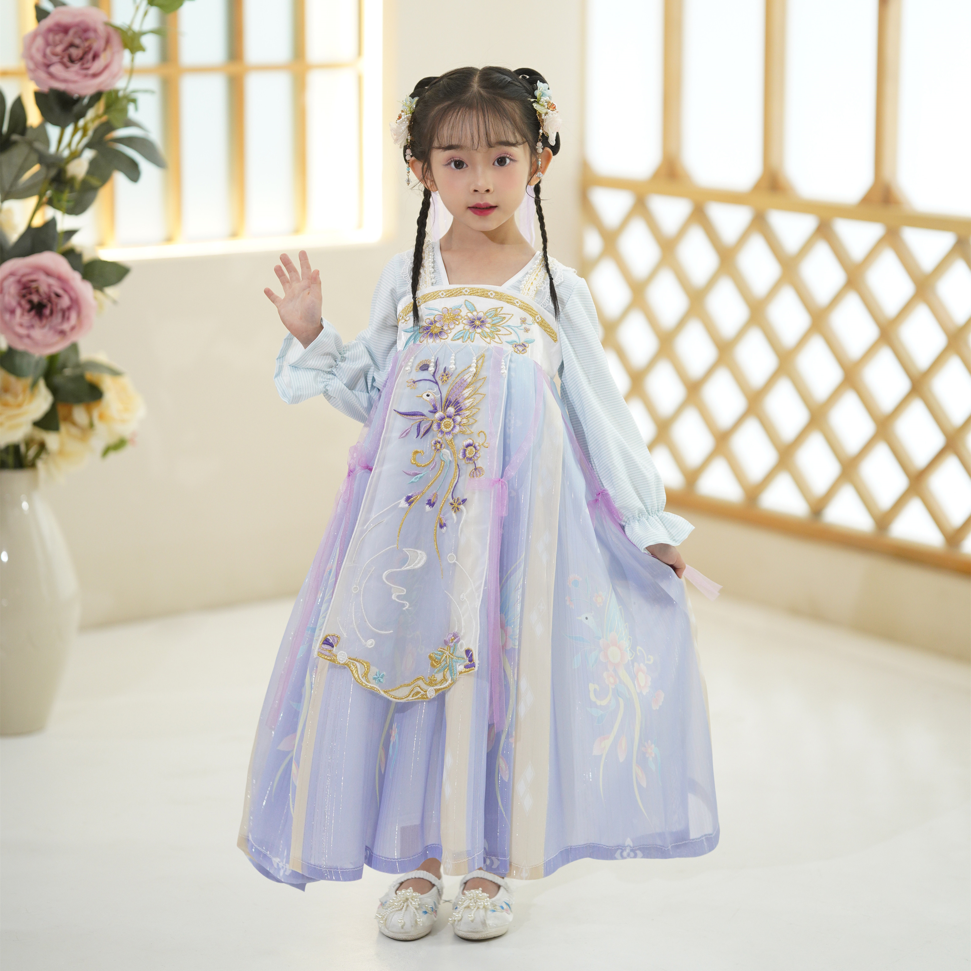 女童汉服春季中国风新款超仙古装春秋季儿童装唐装连衣裙女孩古装