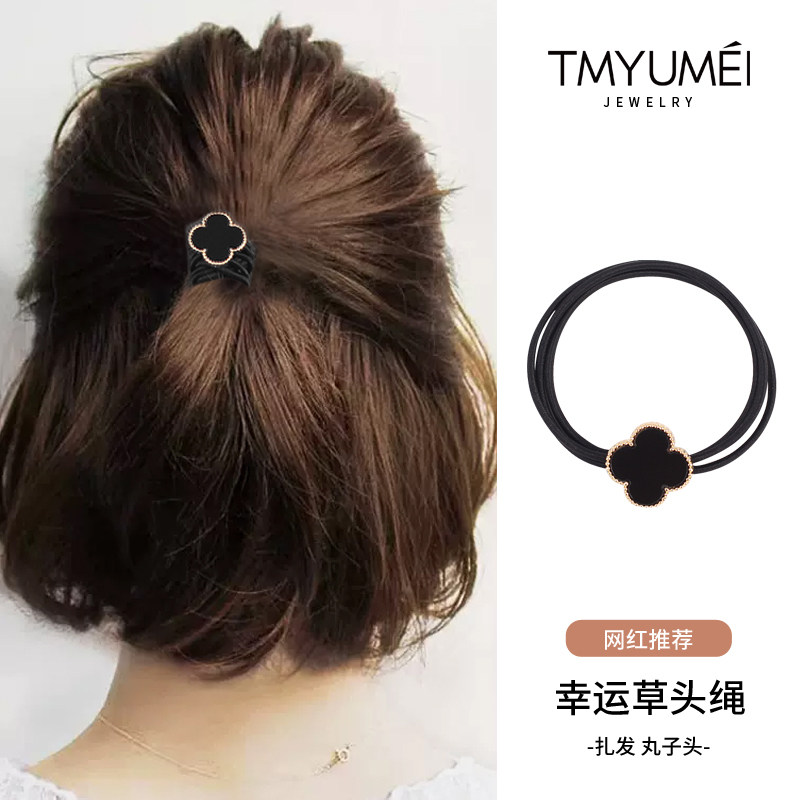 扎头发神器半扎短发烫发马尾丸子头橡皮筋发圈发绳发饰头饰女头绳 - 实物图
