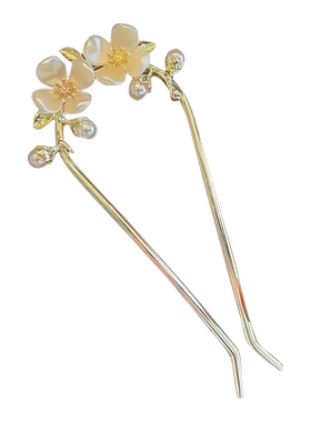 高级感山茶花u型发簪盘发