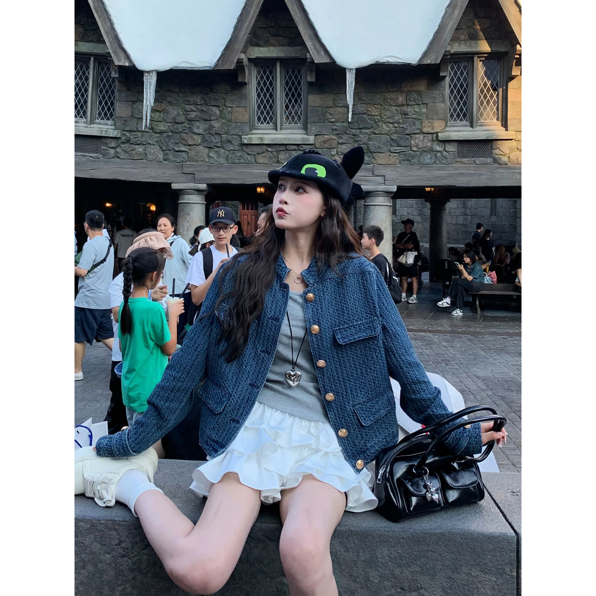 秋季新款复古立领肌理感时尚百搭气质长袖夹克牛仔外套上衣女