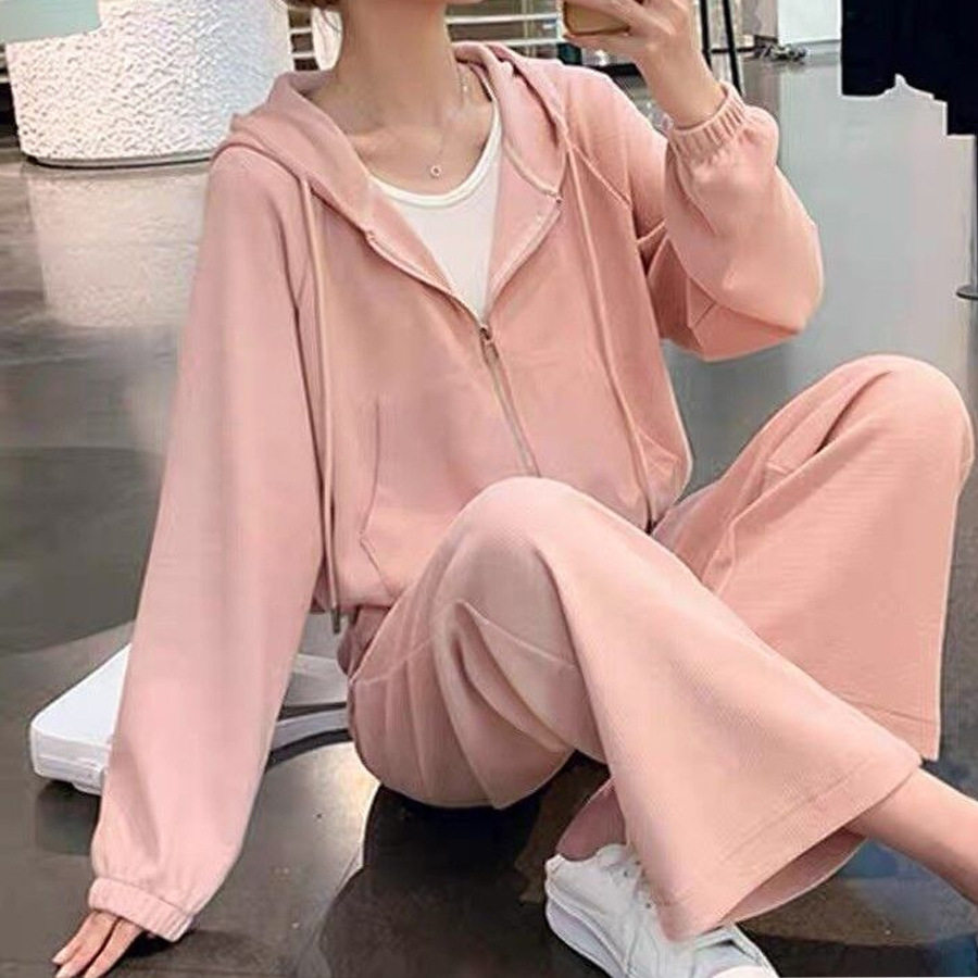 减龄时尚运动套装女秋季学生宽松显瘦韩版连帽卫衣跑步休闲两件套