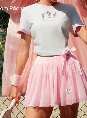 PomPeche彭派奇网球服女裙穿搭短裙半身裙女款运动套装短袖上衣服