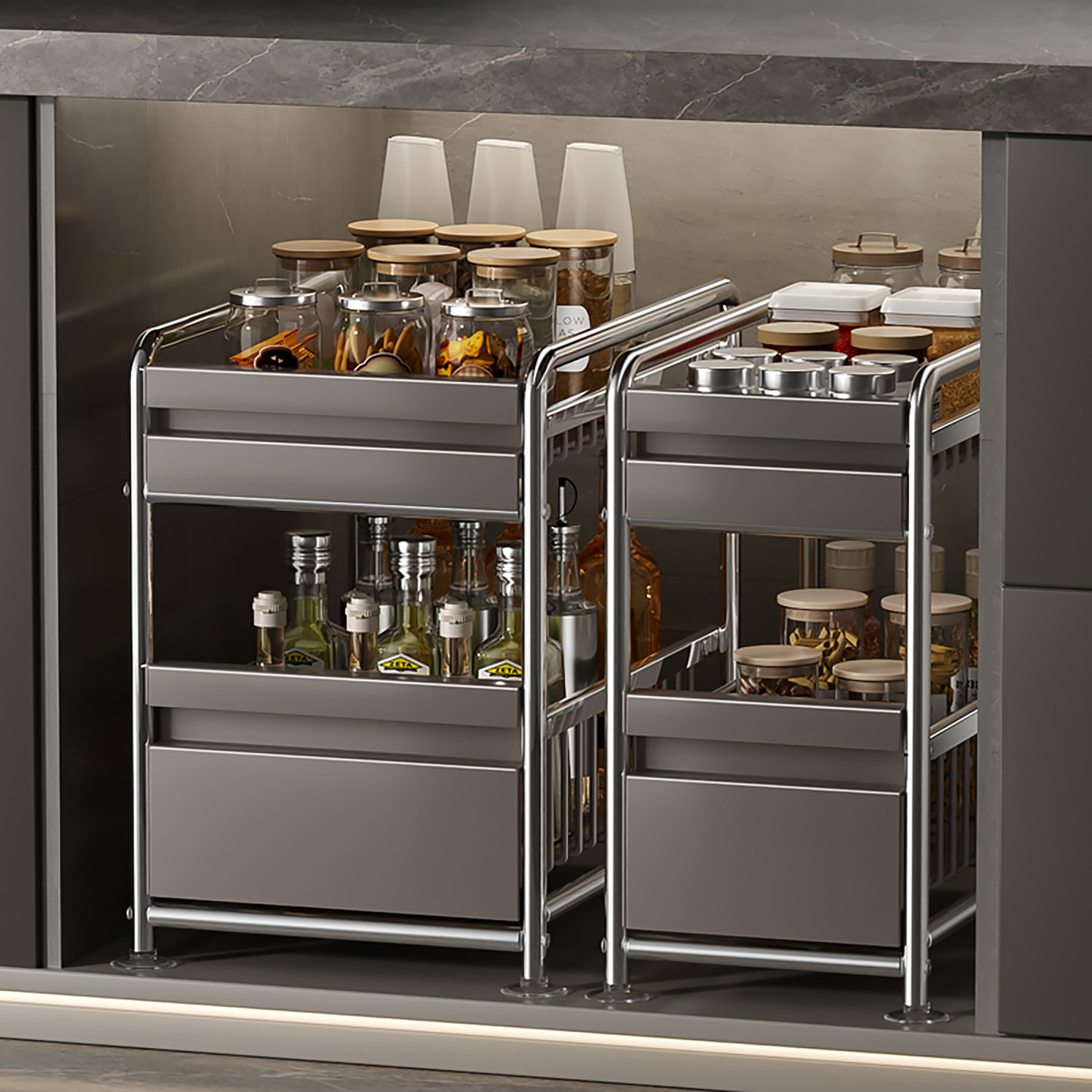 厨房下水槽抽拉式置物架调料碗碟水池拉篮收纳架多功能橱柜分层架,厨房/烹饪用具,厨房置物架/置物柜/角架,淘宝优惠券,粉丝福利购,淘宝优惠卷