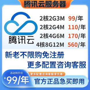 腾讯云服务器租用代购 2核4G6M机器一年 腾讯云轻量云2核2G3M