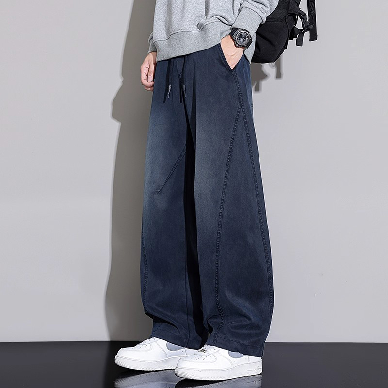 仓树一石2025秋冬新款弯刀牛仔裤男士加绒宽松伞兵裤子阔腿休闲裤