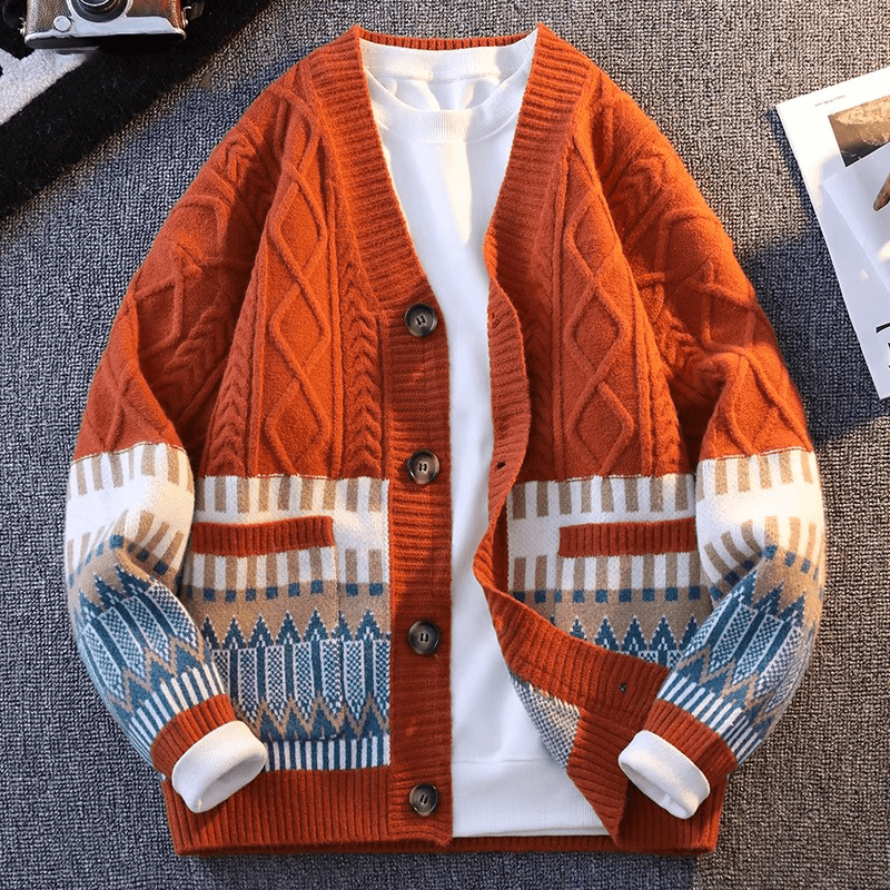 仓树一石潮牌小香风日系毛衣高级感开衫外套男士宽松休闲针织衫女