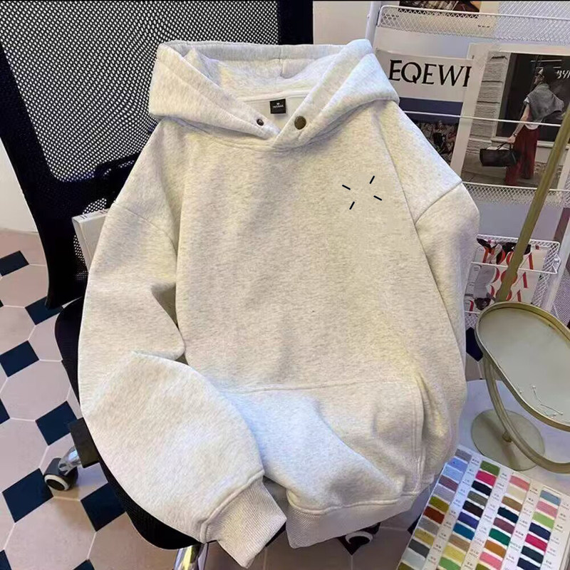 仓树一石潮牌秋冬连帽卫衣男士纯棉重磅美式高街纽扣领情侣上衣