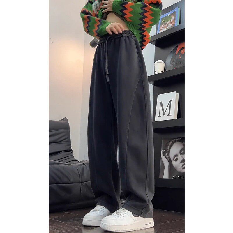 仓树一石潮牌弯刀卫裤男士春秋美式复古运动裤子垂感休闲直筒长裤