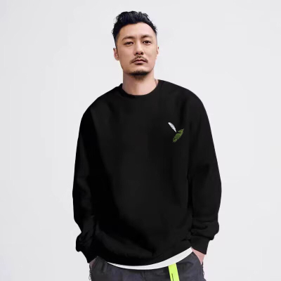 仓树一石潮牌秋冬新款简约圆领卫衣男宽松休闲纯棉重磅情侣装外套