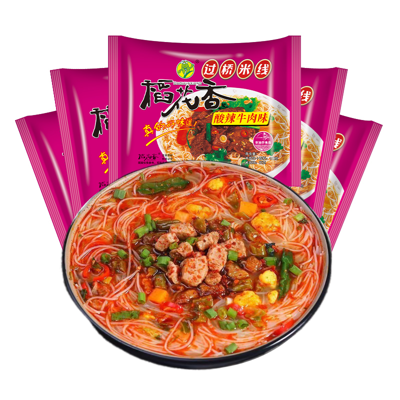 稻花香 过桥米线红烧排骨味云南米线速食冲泡正宗细粉丝泡面5袋装