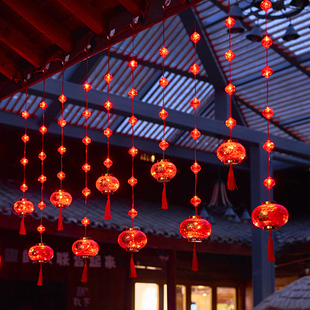 红灯笼新年装饰灯彩灯闪灯串新款庭院春节氛围过年挂件阳台太阳能