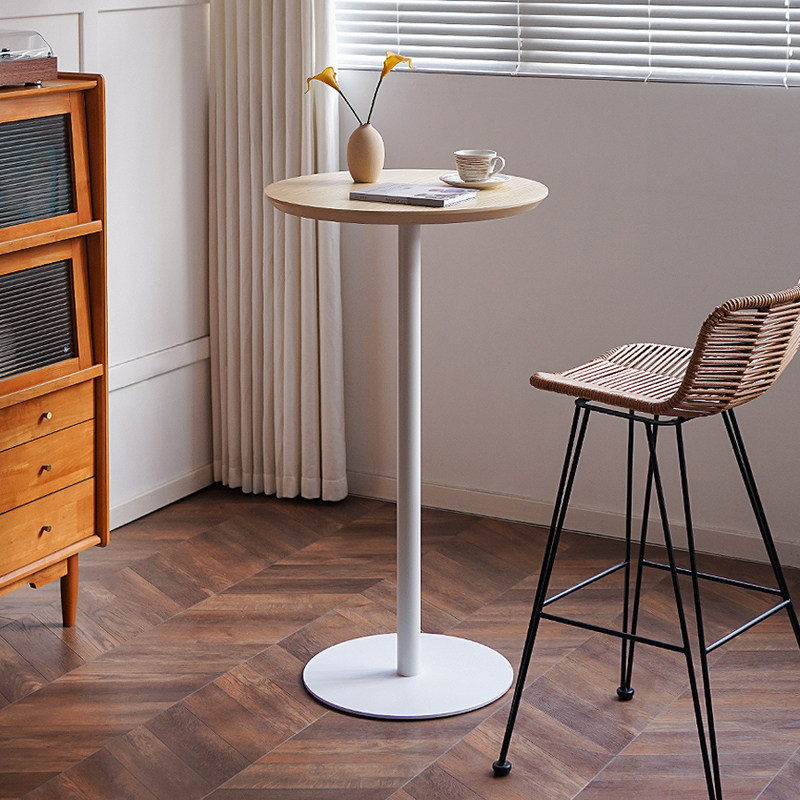 北欧实木圆形吧台桌家用高脚桌酒吧桌咖啡厅休闲餐厅阳台高吧桌子