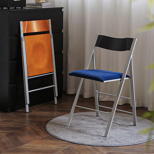HACOSN实木可折叠餐椅家用休闲靠背椅子中古办公凳子可叠放会议椅