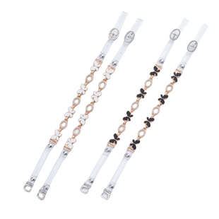 蝴蝶结束鞋带防掉跟珍珠一字扣带30cm透明隐形携带扣防鞋大不跟脚