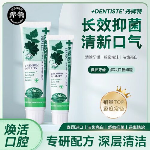 保税 泰国DENTISTE丹师特薄荷牙膏男女去渍口臭异味持久清新牙膏