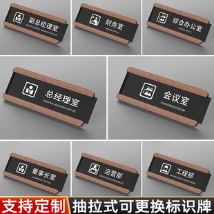 高档办公室门牌抽拉可替换式公司科室牌总经理室门口牌子接待洽谈会议室标识牌直播间可更换亚克力标志牌定制