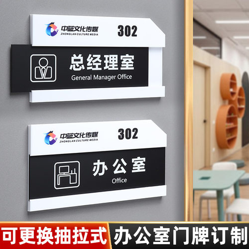 抽拉可更换式办公室门牌科室牌