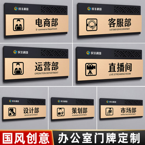 电商公司直播间办公室门牌定制