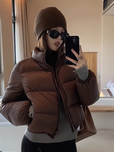 小个子韩版 立领羽绒服女短款 白鸭绒加厚面包服女外套 冬季 2025新款