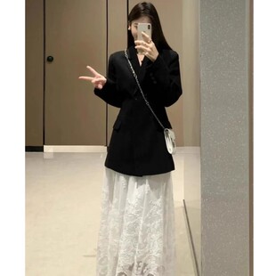 oversize宽松休闲高级感西服上衣潮 新款 黑色小西装 外套女2025秋季