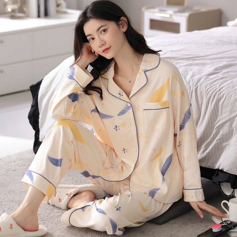 春秋款纯棉家居服女士