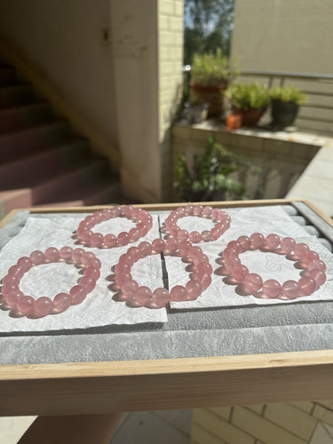 2锦上直播间专拍链接天然马达加斯加粉晶手镯手串芙蓉玉雕刻单珠