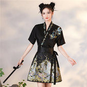 国风半身裙套装 黑色短款 织金马面裙日常通勤春夏少女小个子新中式
